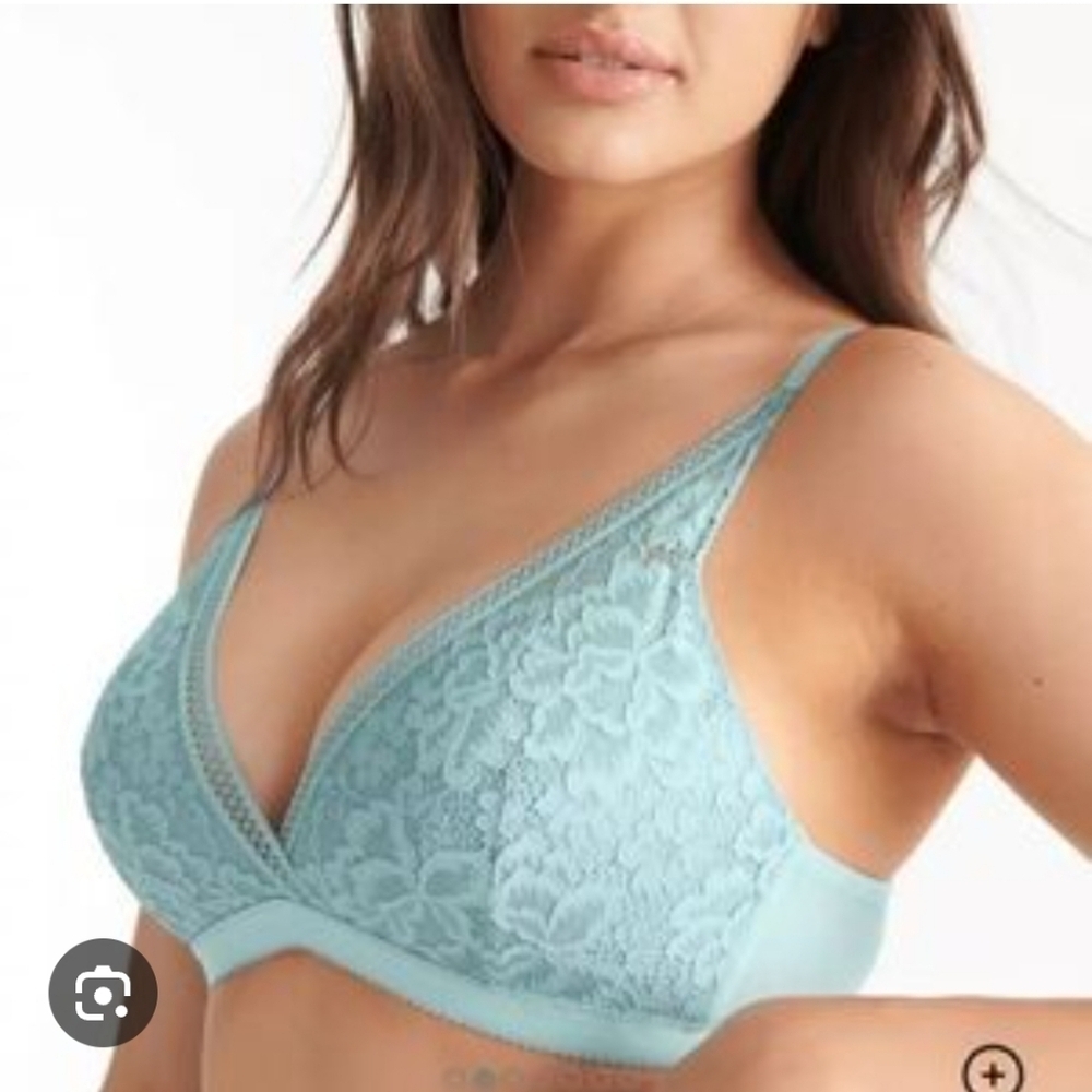 Knix Lace Deep V Bralette in Sage Plus Size XXL (Fits 40 A-DD)
